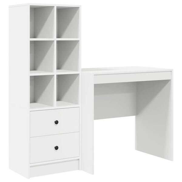 vidaXL Desk with Drawer 2 pcs White