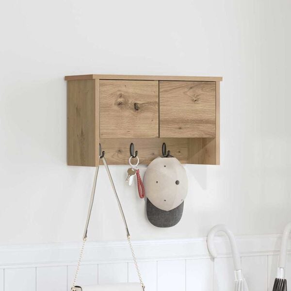 vidaXL Wall-Mounted Coat Rack with Shelf Artisan Oak 50 x 20 x 30 cm