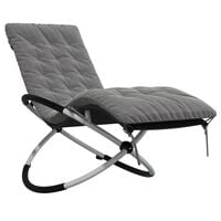 vidaXL Geometrical Sun Lounger with Cushion Black and Grey Steel