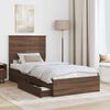 vidaXL Storage Bed with Drawer Brown Oak 90 x 200 cm Engineered Wood