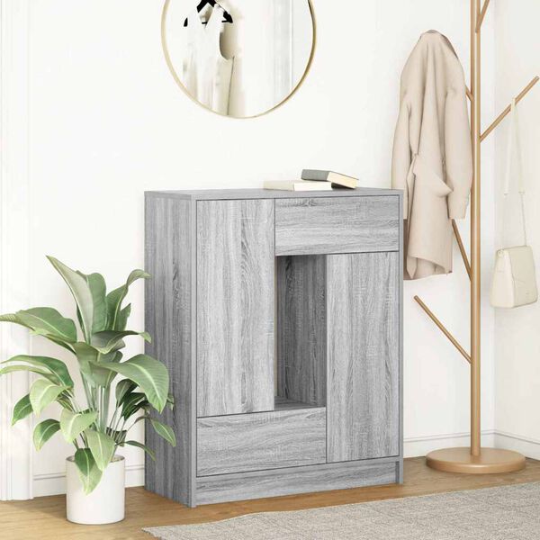 vidaXL Sideboard with Drawers and Doors Grey Sonoma 73x31x90 cm