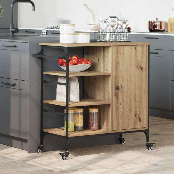 vidaXL Kitchen Trolley Artisan oak & & Black 87.5 x 38.5 x 84.5 cm