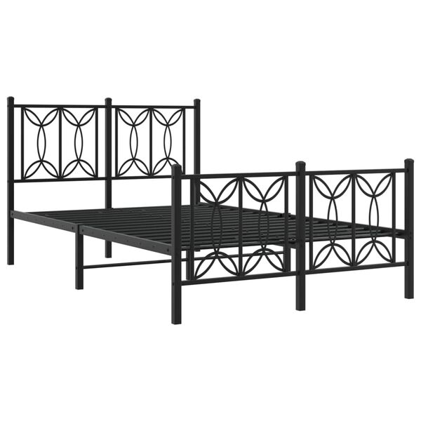 vidaXL Metal Bed Frame without Mattress with Footboard Black 120x190cm