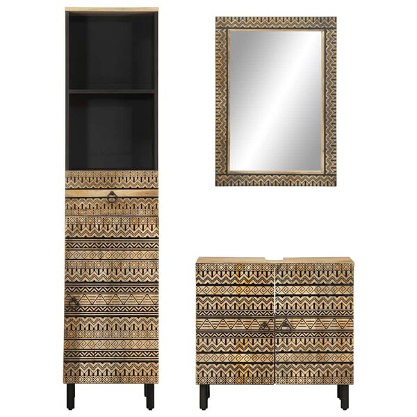 vidaXL 3 Piece Bathroom Furniture Set Solid Wood Mango