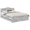 vidaXL Bed Frame with Drawer Concrete Grey 150 x 200 cm Engineer Wood