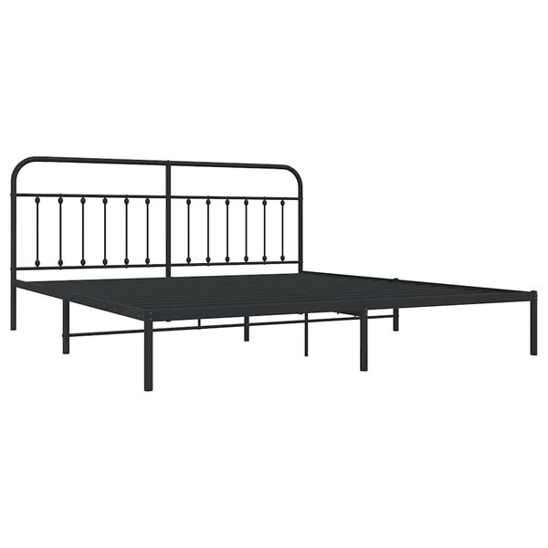 vidaXL Metal Bed Frame without Mattress with Headboard Black 200x200cm