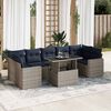 vidaXL 8 Piece Garden Sofa Set with Cushions Grey Poly Rattan Acacia