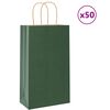 vidaXL Paper Bags 50 pcs with Handles Green 21x11x36 cm