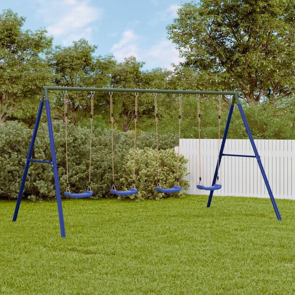 vidaXL Swing Frame for Outdoor with 8 Hanging Hooks Blue Steel