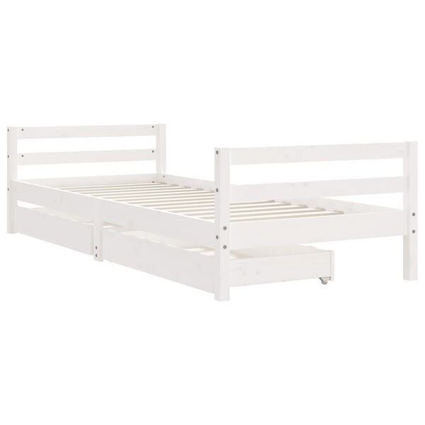 vidaXL Kids Bed Frame with Drawers White 80x200 cm Solid Wood Pine