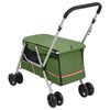 vidaXL Folding Dog Stroller Green 100x49x96 cm Linen Fabric