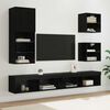 TV Wall Units with LED Wall-mounted 5 pcs Black Oak Engineered Wood