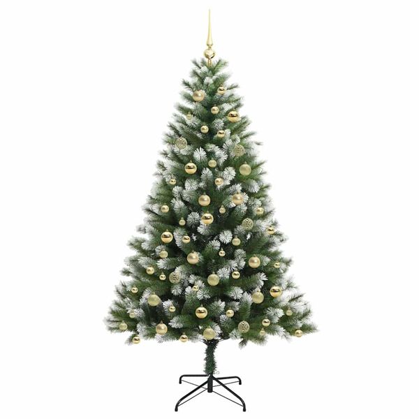 vidaXL Artificial Hinged Christmas Tree with Flocked Snow 180 cm