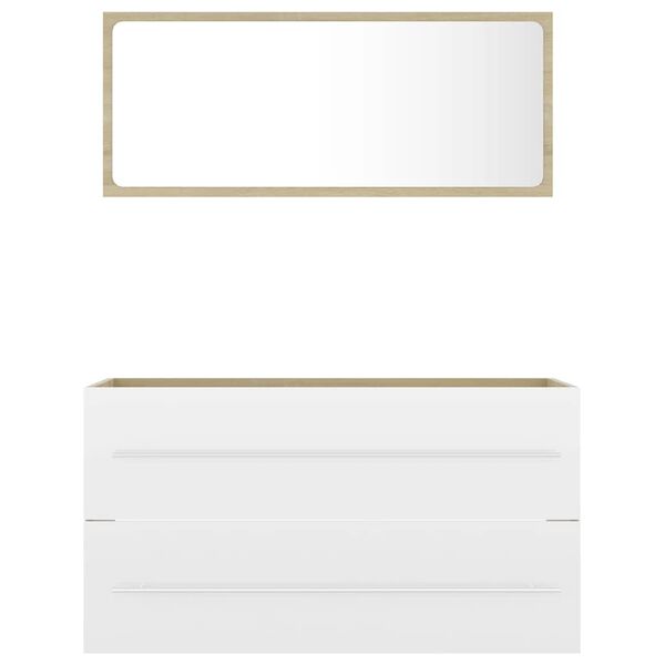 vidaXL 2 Piece Bathroom Furniture Set White and Sonoma Oak Engineered Wood