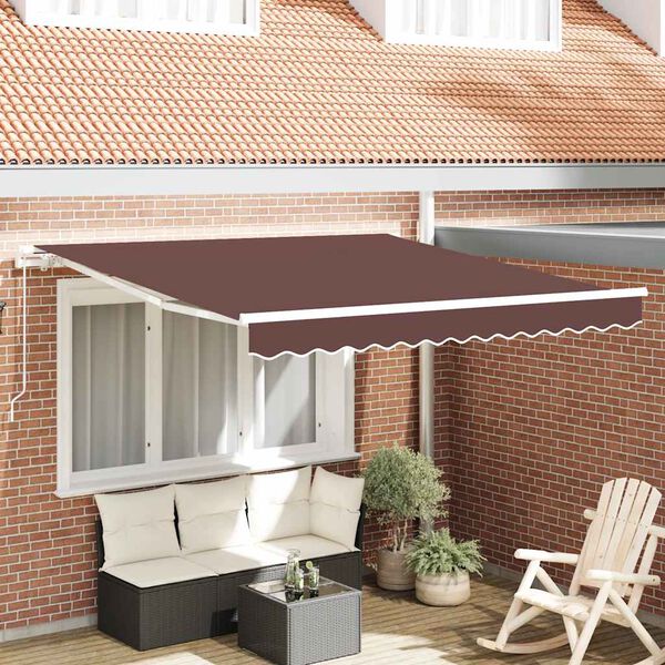 vidaXL Manual Retractable Awning Brown 300x250 cm
