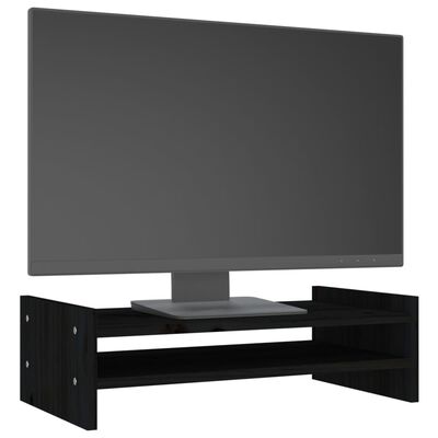 vidaXL Monitor Stand Black 50x27x15 cm Solid Wood Pine