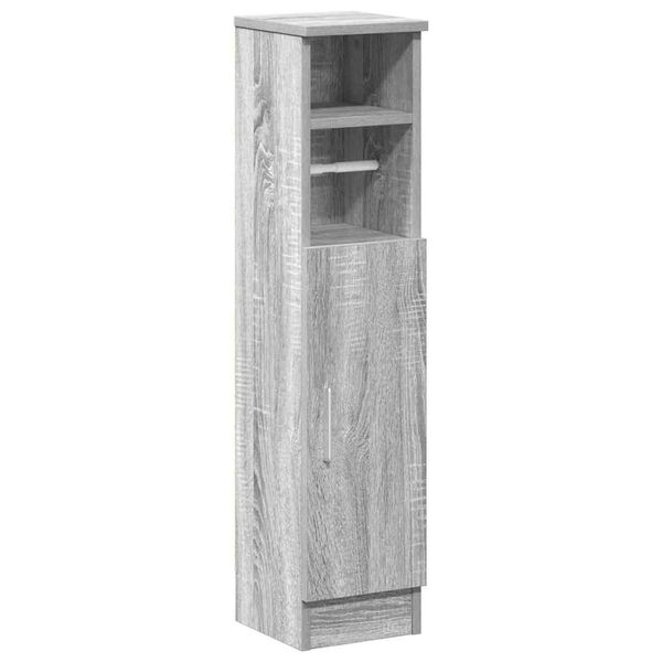 vidaXL Bathroom Cabinet with Roll Holder Grey Sonoma 20.5x22x90 cm