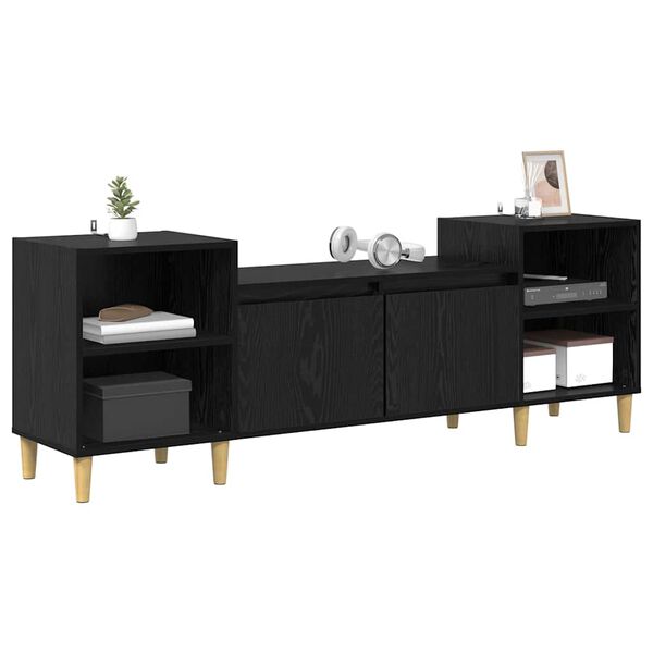 vidaXL TV Cabinet Black Oak 160 x 35 x 55 cm Engineered Wood