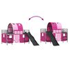 vidaXL Kids'Loft Bed Frame with Curtains, Arch, Slide Black and Pink