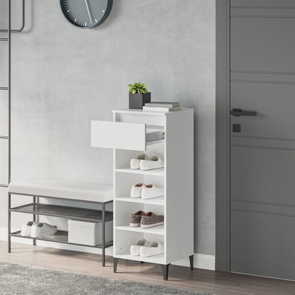 vidaXL Shoe Rack White 40x36x105 cm Engineered Wood