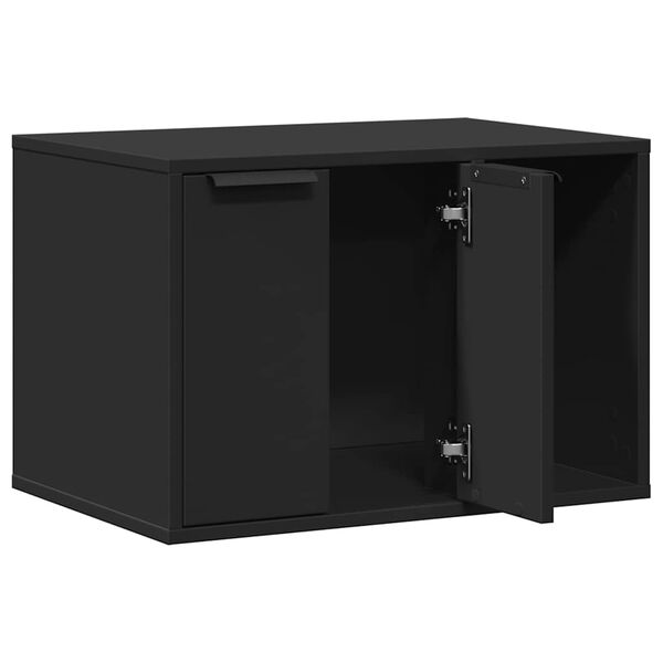 vidaXL Cat Litter Box Enclosure Black 60x40x40 cm Engineered Wood