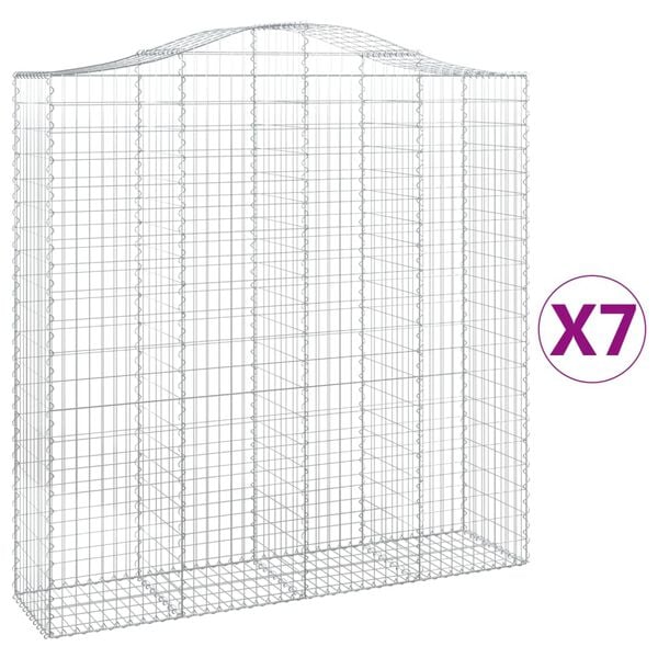 vidaXL Arched Gabion Baskets 7 pcs 200x50x200/220 cm Galvanised Iron