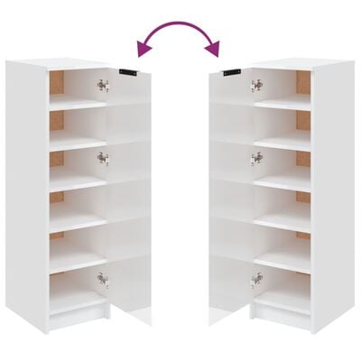 vidaXL Shoe Cabinet High Gloss White 30x35x100 cm Engineered Wood