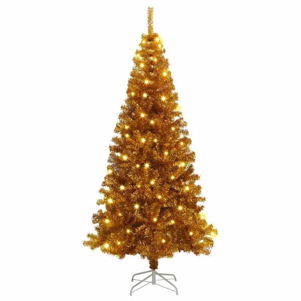 vidaXL Christmas Tree with 300 LEDs with Stand Gold 180 cm PET