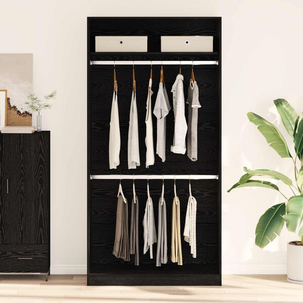 vidaXL Wardrobe Black oak 100 x 50 x 200 cm Engineered Wood