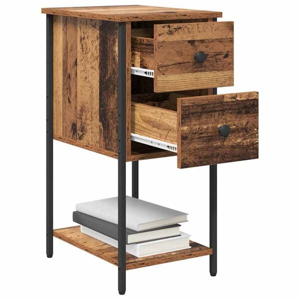 vidaXL Bedside Cabinet 2 pcs Old wood 32 x 42 x 70 cm Engineered wood