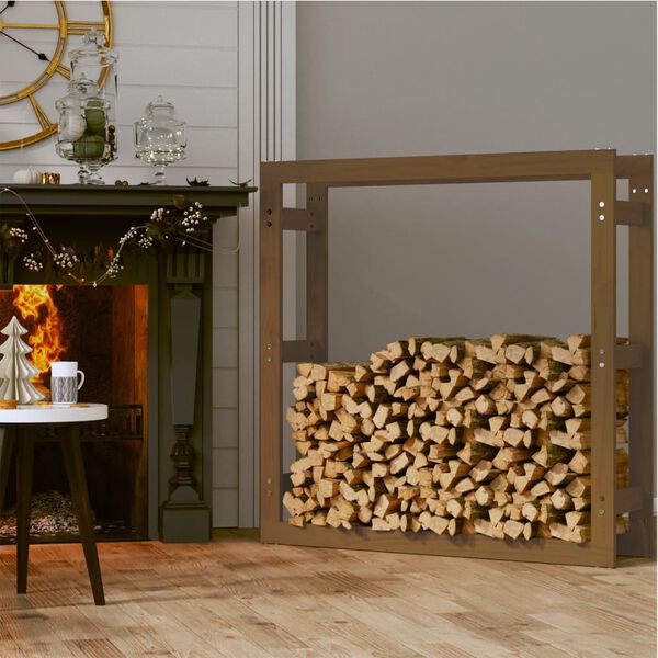 vidaXL Firewood Rack Honey Brown 100x25x100 cm Solid Wood Pine