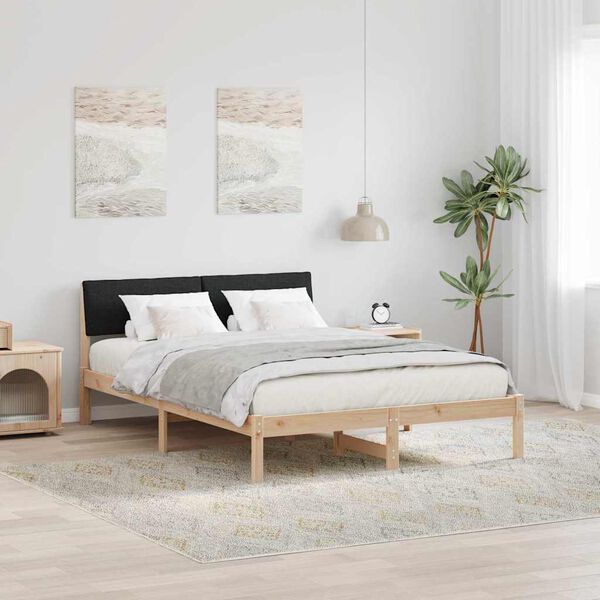 vidaXL Bed frame Brown and black 140 x 190 cm Solid pine wood