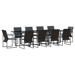 vidaXL Garden Dining Set 11 pcs Black Steel