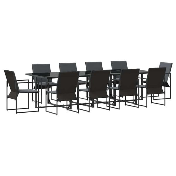 vidaXL Garden Dining Set 11 pcs Black Steel