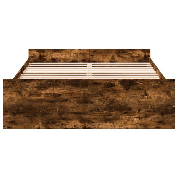 vidaXL Bed Frame with Drawers without Mattress Smoked Oak 140x190 cm