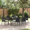 vidaXL Garden Dining Set 7 pcs Black Powder-coated Steel