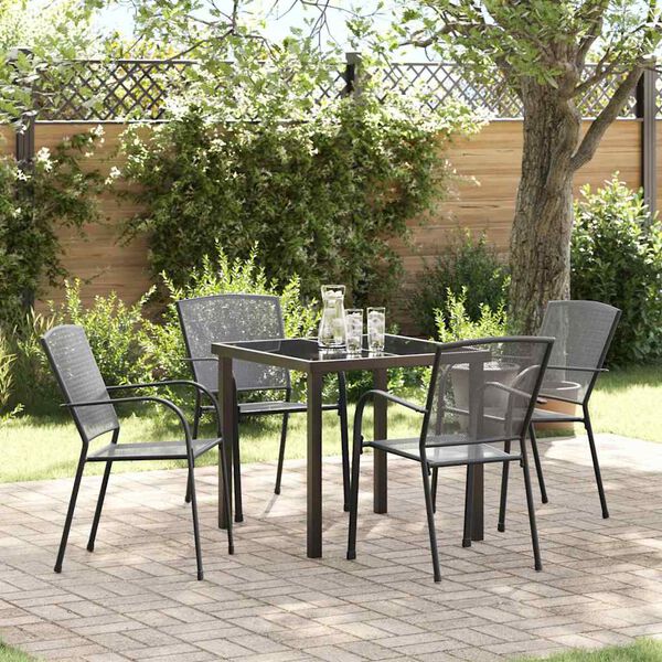 vidaXL Garden Dining Set 5 pcs Anthracite Powder-Coated Steel