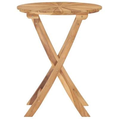 vidaXL Folding Garden Table Ø 60 cm Solid Wood Teak