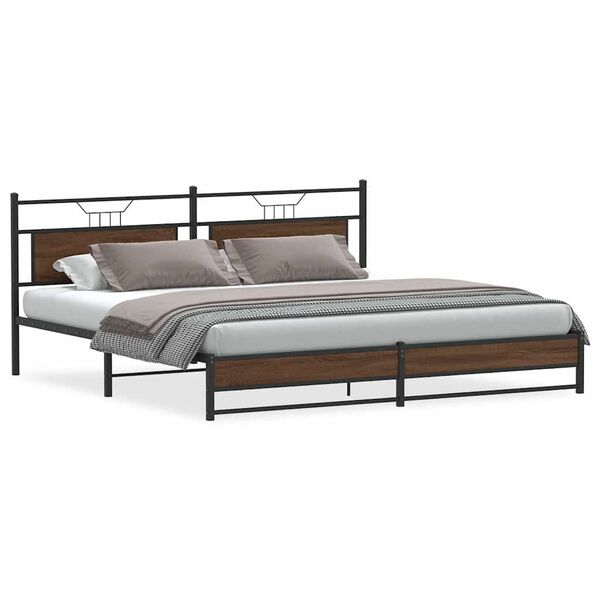 vidaXL Metal Bed Frame without Mattress Brown Oak 200x200 cm