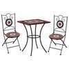 vidaXL 3 Piece Mosaic Bistro Set Ceramic Tile Terracotta and White