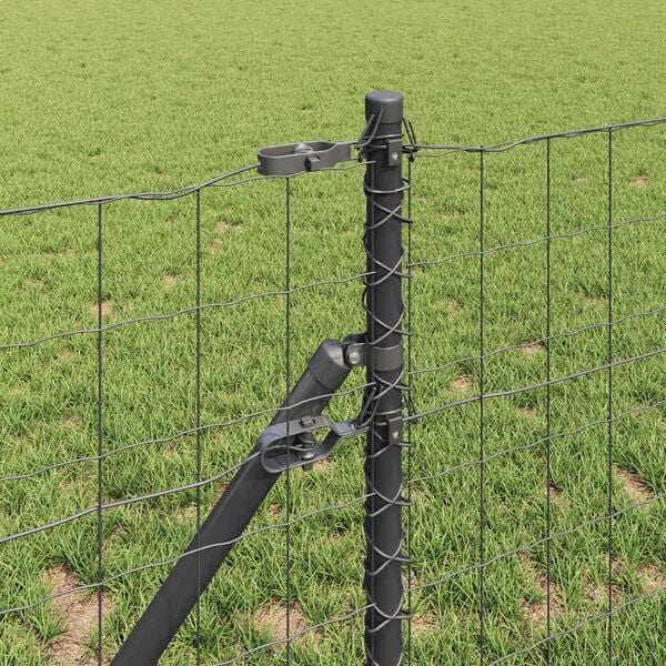 vidaXL Fence with Post Grey 0.8 x 10 m Steel and PVC