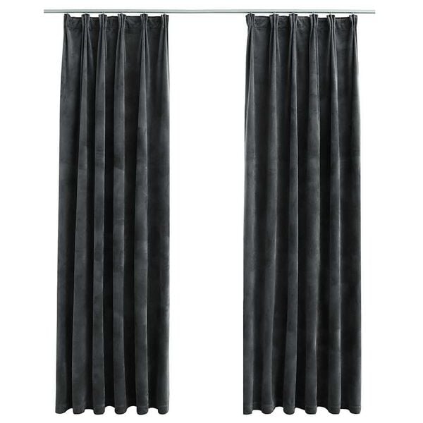 vidaXL Blackout Curtains 2 pcs with Hooks Velvet Anthracite 140x225 cm