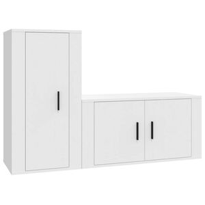 vidaXL 2 Piece TV Cabinet Set White Engineered Wood