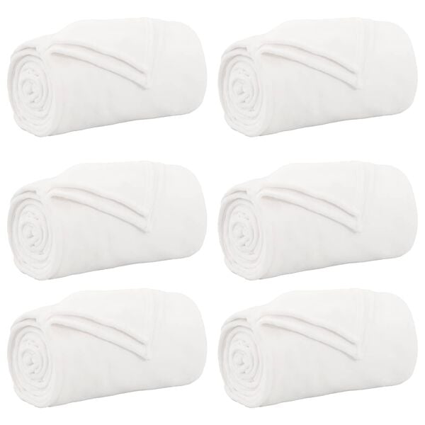 vidaXL Throw Blankets 6 pcs White 240 x 270 cm Fleece