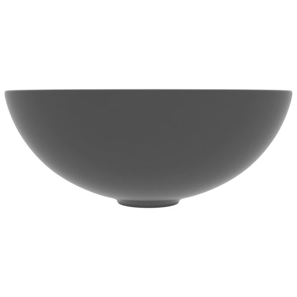 vidaXL Bathroom Sink Ceramic Dark Grey Round