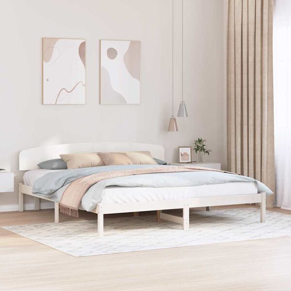 vidaXL Bed Frame with Headboard White 180 x 200 cm Solid Pine Wood