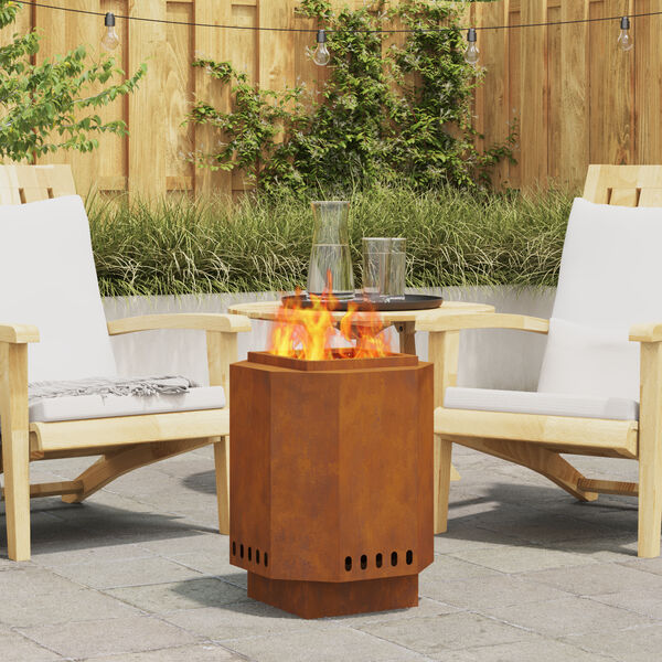 vidaXL Smokeless Fire Pit Brown 38 x 38 x 51 cm Steel