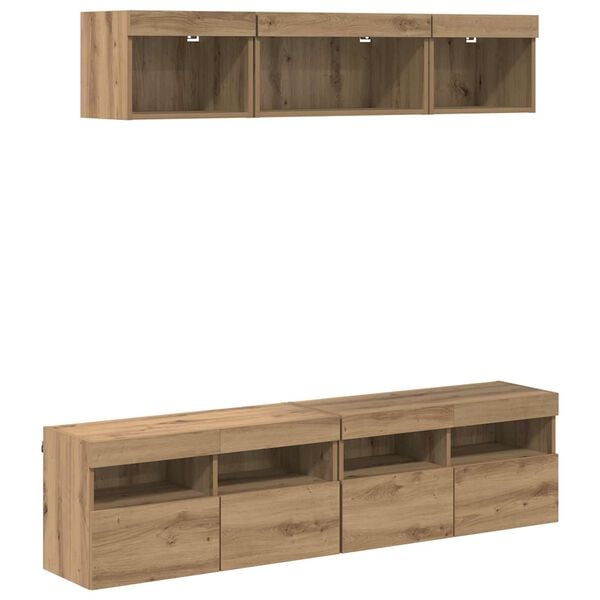 vidaXL TV Wall Units with LED 5 pcs Artisan Oak 80 x 30 x 40 cm