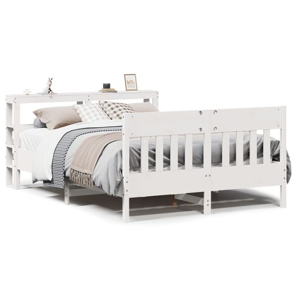 vidaXL Bed Frame without Mattress White 120x190 cm Small Double Solid Wood Pine