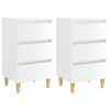 vidaXL Bed Cabinets & Wood Legs 2 pcs High Gloss White 40x35x69cm